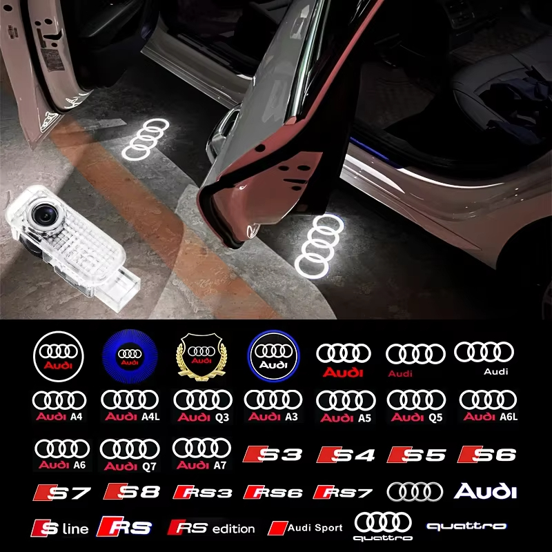 2pcs Led รถประตูโลโก้ยินดีต้อนรับสําหรับ Audi Sprot A4 B5 B6 B7 B8 B9 A1 A3 8V 8P 8L A6 C5 C6 C7 A5 