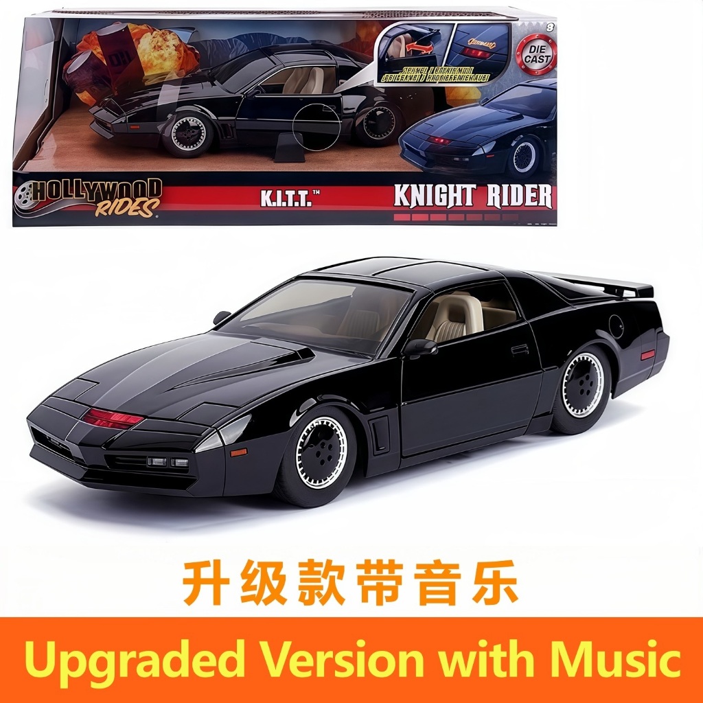 Jada Toys Knight Rider KITT 1982 Pontiac Firebird DIE-CAST Car with Light Up Feature, KARR 1: 24 Scale Vehicle, สีดํา