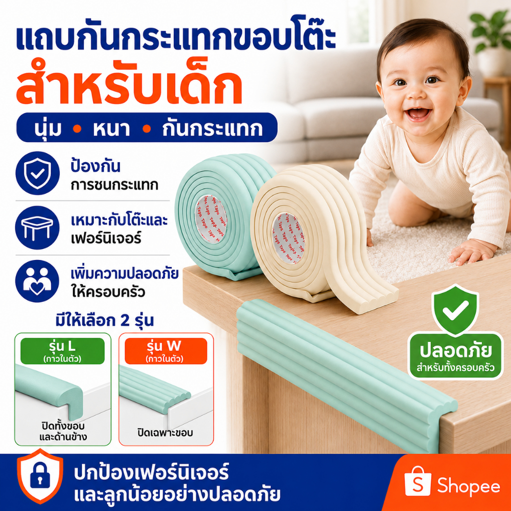 อุปกรณ์ป้องกันมุมเด็กรูปตัว ว เด็กปลอดภัยหนากันกระแทกกันกระแทกกันชนยามสําหรับสถานรับเลี้ยงเด็กในบ้านและอนุบาล