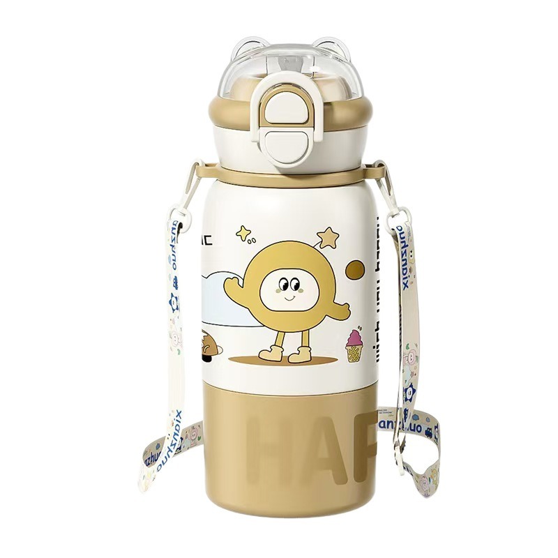Kids 3-Way Drink SUS316 กระติกน้ําสูญญากาศ 500ml Leakproof Botol Air Budak Tahan Panas Sejuk การ์ตูน