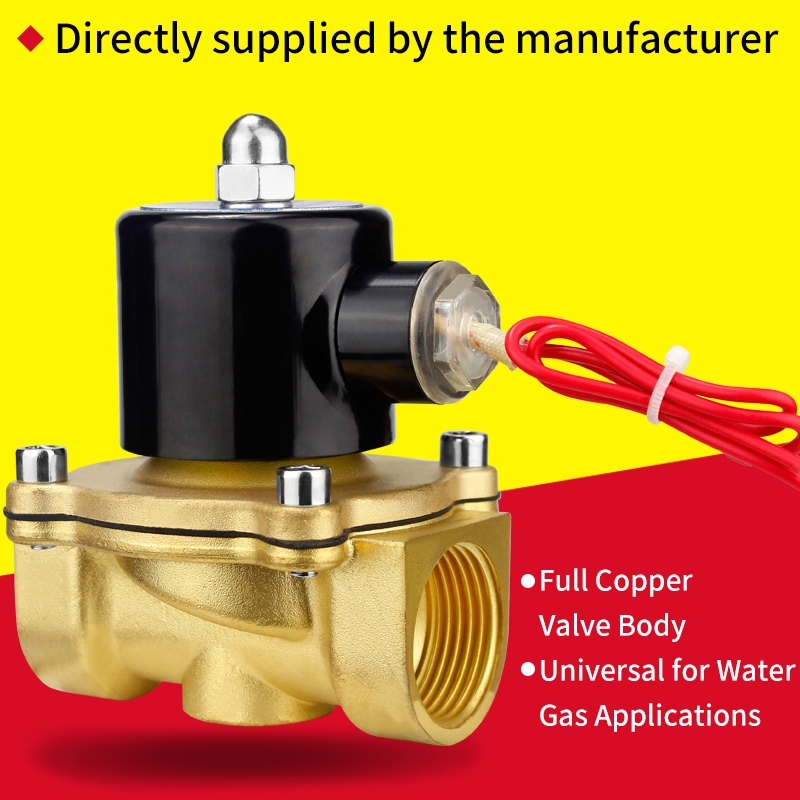 โซลินอยด์วาล์วทองเหลือง 2 ทาง | DC 12V / AC 220V | 1/4" 1/2" 3/4" 1" NPT | สําหรับน้ํา อากาศ แก๊ส น้ํามัน