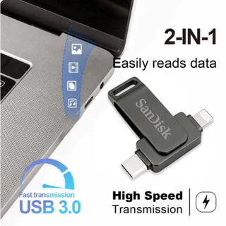 【รับประกัน 5 ปี】2 in 1 แฟลชไดรฟ์ Usb 2TB Usb Flash Drive 1TB 2TB Otg Pendrive สําหรับ Storage Pendrive USB 3.2 OTG i/o/s flashdisk Pendrive สําหรับ iPhone อุปกรณ์จัดเก็บข้อมูลภายนอก flashdrive