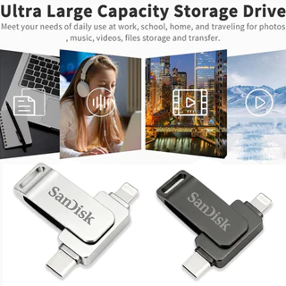【รับประกัน 5 ปี】2 in 1 แฟลชไดรฟ์ Usb 2TB Usb Flash Drive 1TB 2TB Otg Pendrive สําหรับ Storage Pendrive USB 3.2 OTG i/o/s flashdisk Pendrive สําหรับ iPhone อุปกรณ์จัดเก็บข้อมูลภายนอก flashdrive