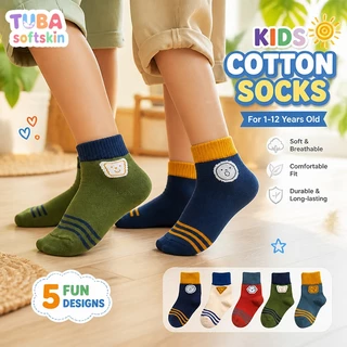【ส่งด่วน】🧦 ถุงเท้าผ้าฝ้ายสําหรับเด็ก 5 คู่ชุดถุงเท้าการ์ตูนลําลองระบายอากาศสําหรับเด็กชายหญิง
