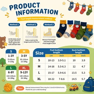 【ส่งด่วน】🧦 ถุงเท้าผ้าฝ้ายสําหรับเด็ก 5 คู่ชุดถุงเท้าการ์ตูนลําลองระบายอากาศสําหรับเด็กชายหญิง