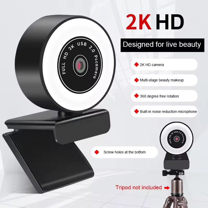 4K Full HD1080P Auto Focus WebCamพร้อมไมโครโฟนไฟLEDกล้องเติมแสงUSB Web Camสําหรับการประชุมแล็ปท็อปวิ