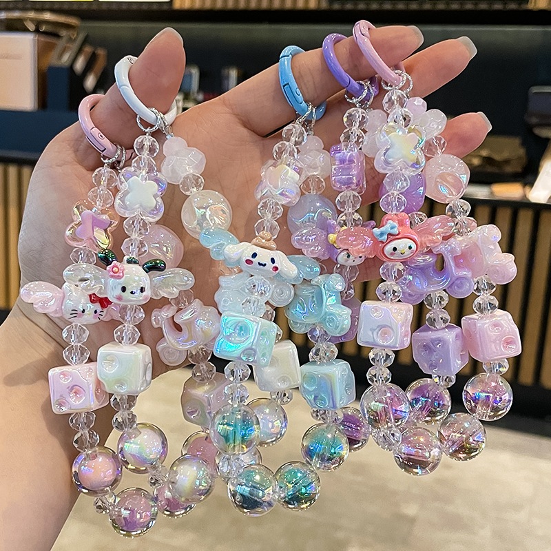 ฤดูร้อนสไตล์ใหม่หวานลูกปัดโซ่โทรศัพท์มือถือสายคล้องข้อมือแบบพกพาเชือกเส้นเล็ก