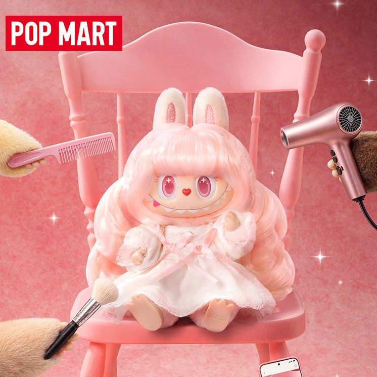 POPMART LABUBU THE MONSTERS Hair Salon ร้านทําผมไวนิลจี้ตุ๊กตากล่องตาบอดของขวัญ