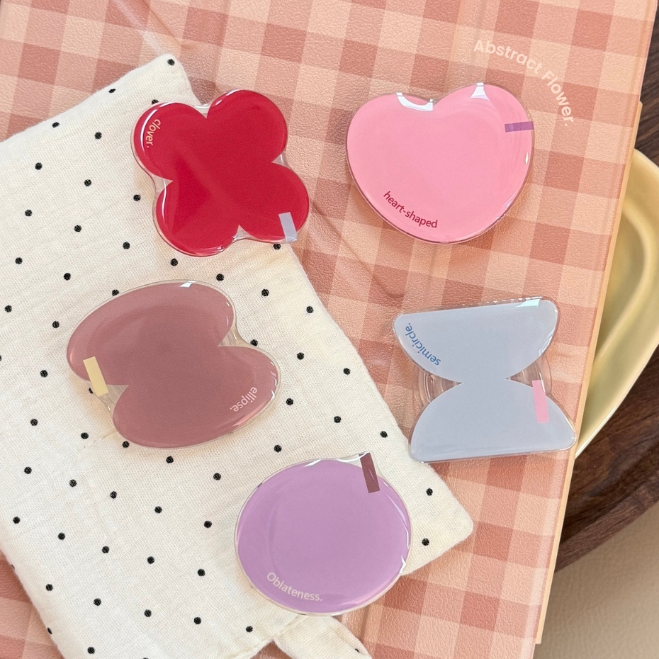Multi Abstract Shape สีทึบอะคริลิค Pop Socket สําหรับ iPhone, Gloss Clear Edge คงที่ Non-Detachable Non-Magnetic Phone Grip Stand, Universal ที่วางโทรศัพท์ LC2