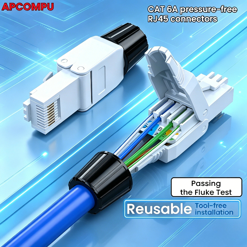 ขั้วต่อแบบไม่มีเครื่องมือ RJ45 CAT6/CAT6A, ปลั๊กอีเธอร์เน็ตที่ไม่shielded สําหรับการกําหนดค่าที่รวดเร็ว