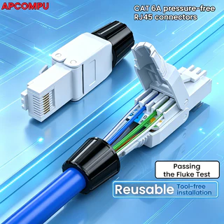 ขั้วต่อแบบไม่มีเครื่องมือ RJ45 CAT6/CAT6A, ปลั๊กอีเธอร์เน็ตที่ไม่shielded สําหรับการกําหนดค่าที่รวดเร็ว