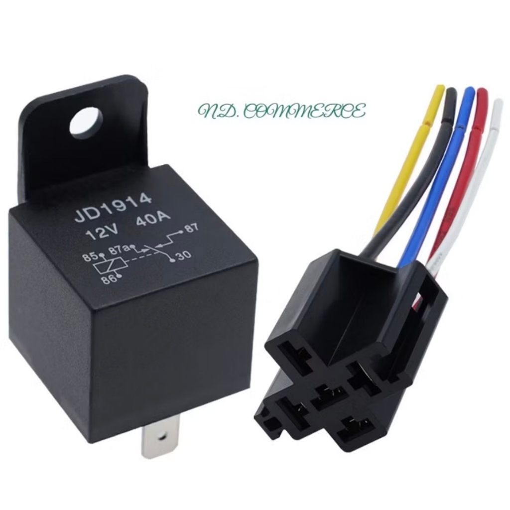 [ พร้อมปลั๊ก ] รีเลย์ 12vและ24v รีเลย์ 5 ขา[ ทนกระแสสูง 40a ]พร้อมทุกวันค่ะ