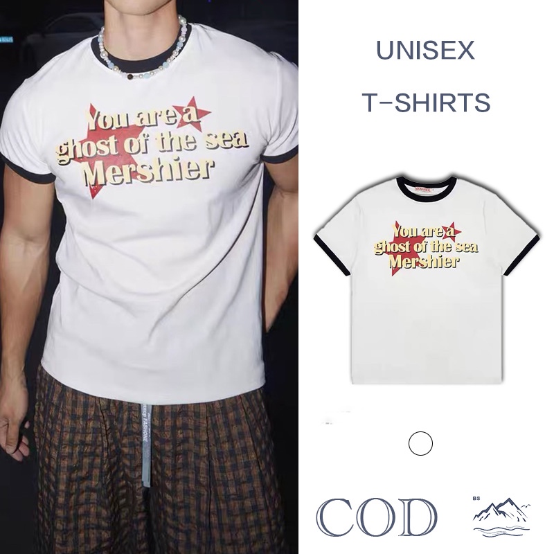 BS |T-shirts สไตล์อเมริกันวินเทจถนนลมชนสีรอบคอเสื้อยืดผู้ชายสามารถแสดงกล้ามเนื้อ