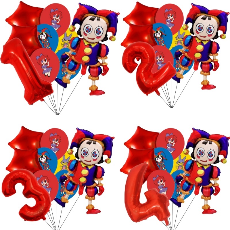 9 ชิ้น Amazing Digital Circus 32 นิ้วจํานวนบอลลูนตกแต่งวันเกิด Party Supplies Decor วันเด็ก Baby Shower สาวหรือเด็กของขวัญ