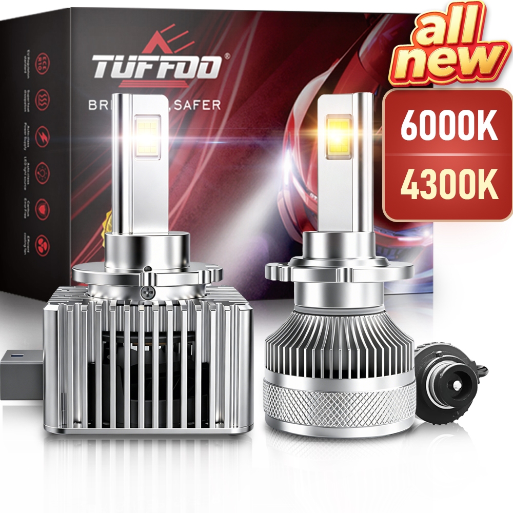 TUFFOO 1 คู่ D1S D2S D2R D3S D4S D4R D8S LED ไฟหน้าหลอดไฟ Canbus 6000K สีขาว 4300K สีขาวอุ่น/สีขาวเหลือง