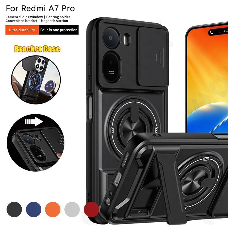 ปลอกแม่เหล็กสําหรับ Xiaomi Redmi A7 Pro 4G วงเล็บหมุนได้ PC เกราะป้องกันเคสโทรศัพท์