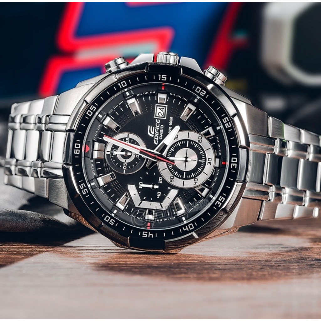 (คลังสินค้าพร้อม) Jam Tangan Edifice Series Silver Stainless Steel Men Watch ทันสมัยและหรูหรา casual