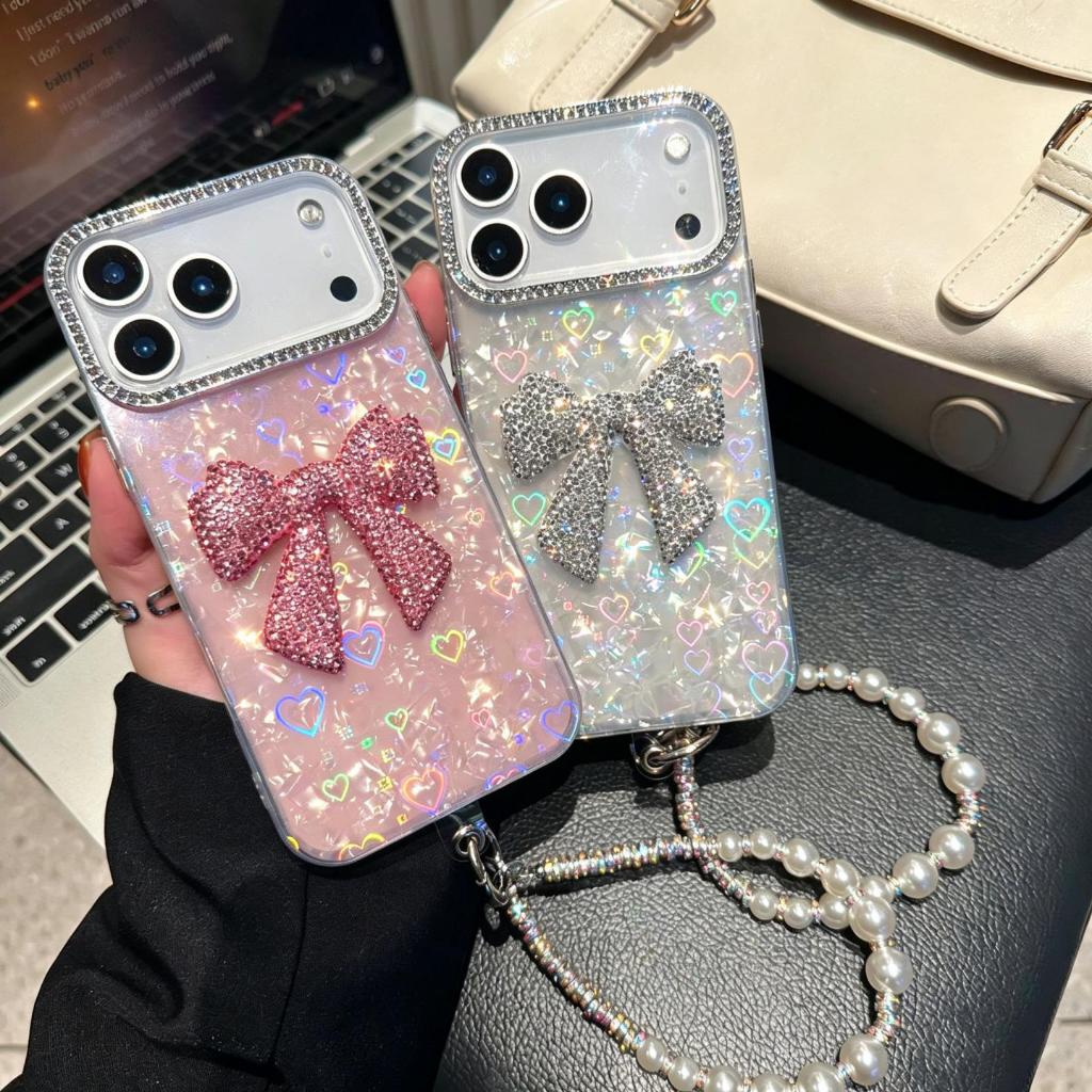 สําหรับ OPPO A6C Reno 15 14 13 12 11 F 10 8T 8Z 7Z A6S A6 A5X A3x A3 A5 A6T Pro A17 A18 A38 A5i ค้นหา X9 สร้อยข้อมือโบว์เคสโทรศัพท์Glitter