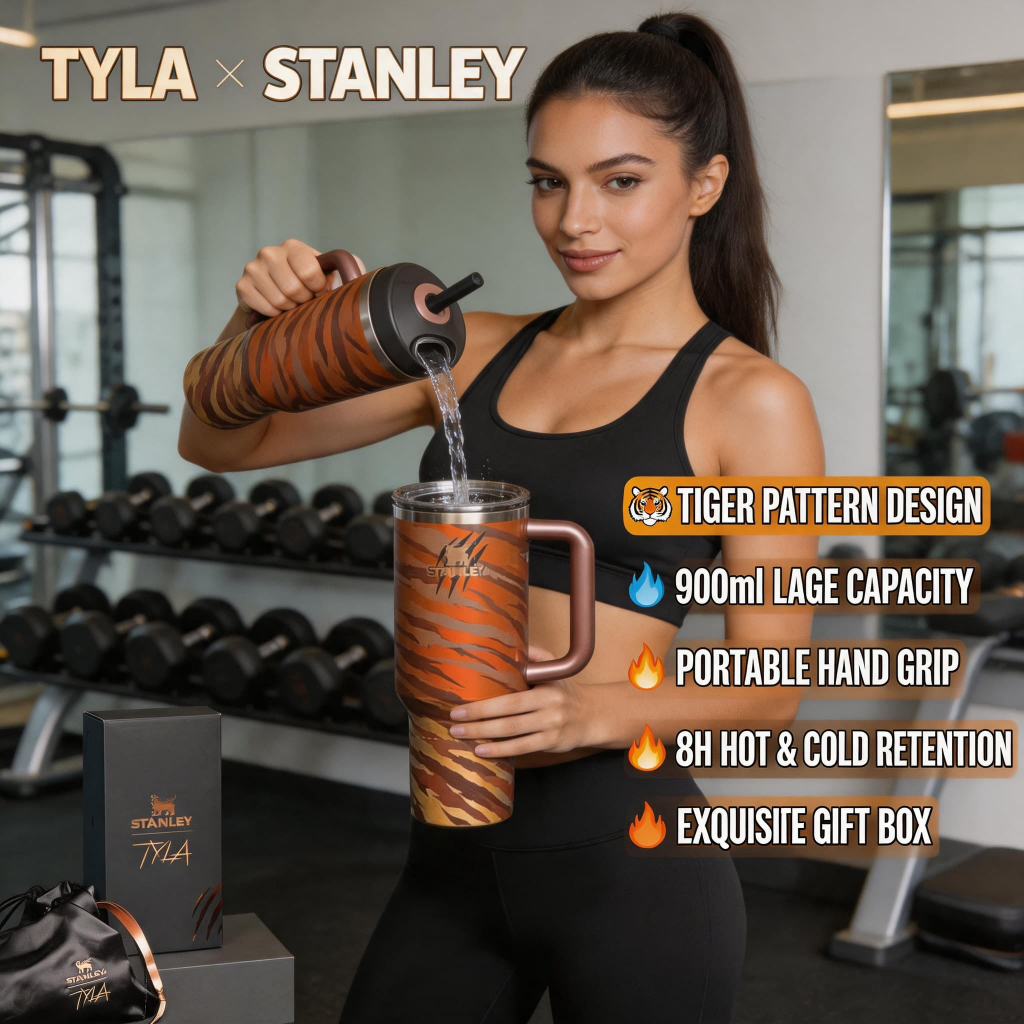 แก้วน้ำ STANLEY x Tyla 1100ml สแตนเลสเกรดพรีเมียม – เก็บเย็น 24ชม./ร้อน 12ชม. ไม่มี BPA กันรั่ว 100% มีหลอดดูด+ด้ามจับ พกพาสะดวก ดีไซน์เท่ สำหรับผู้ชาย นักกีฬา คนทำงาน – ใช้ในสำนักงาน ฟิตเนส กิจกรรมกลางแจ้ง ของขวัญวันเกิด วันวาเลนไทน์