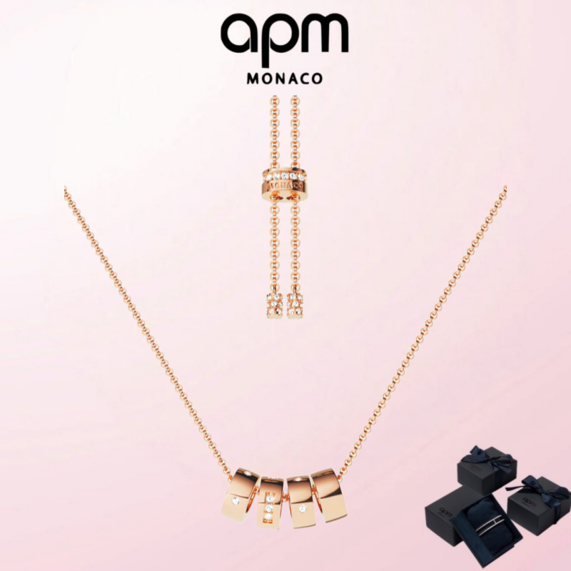 เครื่องประดับ APM ขายร้อน (พร้อมกล่อง) คุณภาพสูงหรูหราวันหยุดรักของขวัญ LOVE Morse รหัสสร้อยคอปรับได
