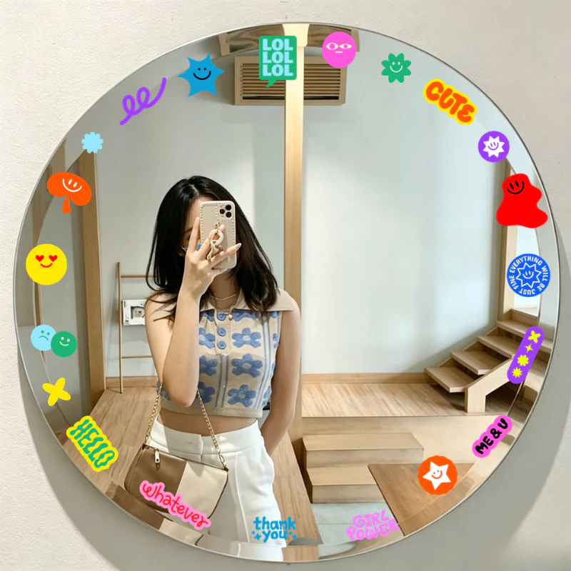 กระจกสติกเกอร์ตกแต่งที่มีสีสันรูปแบบการ์ตูนออกแบบสติกเกอร์หน้าต่างพีวีซีสติกเกอร์กระจกสูญญากาศไฟฟ้าสถิตทิ้งไม่มีเครื่องหมาย
