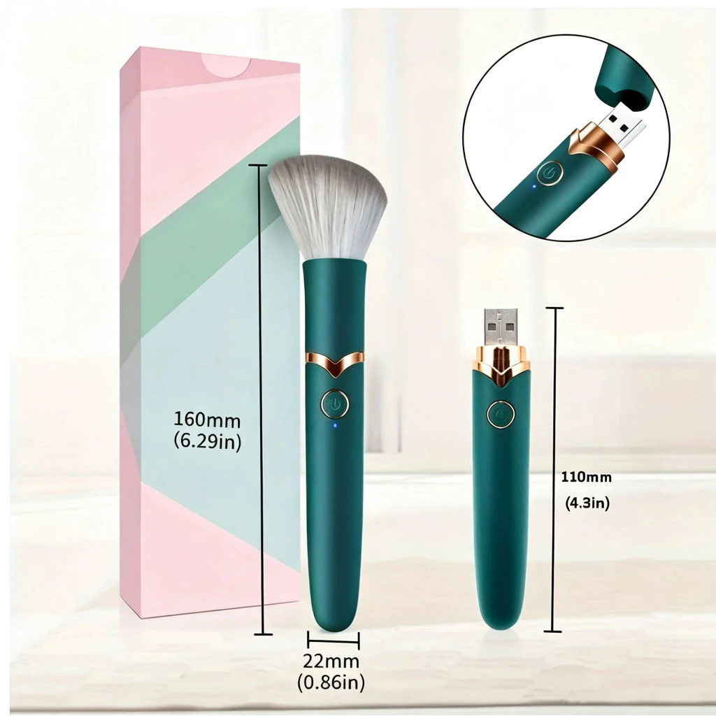 แปรงแต่งหน้าไฟฟ้าแบบสั่น ปรับความเร็ว 10 ระดับ ชาร์จ USB thumbnail 3