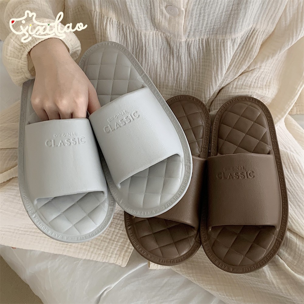 Xixtiao แถบบาง EVA ในร่มบ้าน Anti-slip Soft-soled เพชรรองเท้าแตะผู้ชายผู้หญิงฤดูร้อนสไตล์เรียบง่าย All-match คู่รองเท้าแตะรองเท้าแตะ