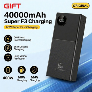 100% 40000mAh power bank With 4 cable Portable charger Super Type C powerbank fast charging For phones