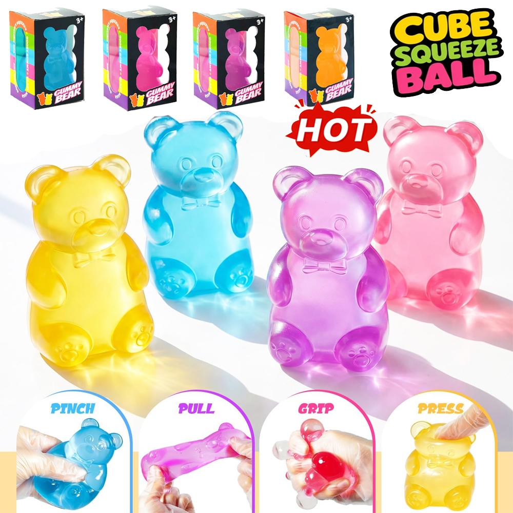 🚀ท้องถิ่น🚀4ชิ้นน่ารักหมีมอลโตสสกุชชี่ของเล่นแป้งที่มีสีสันประสาทสัมผัสของเล่นสร้างสรรค์ตกแต่งโต๊ะความเครียดบรรเทาตุ๊กตาบีบอยู่ไม่สุขของเล่น