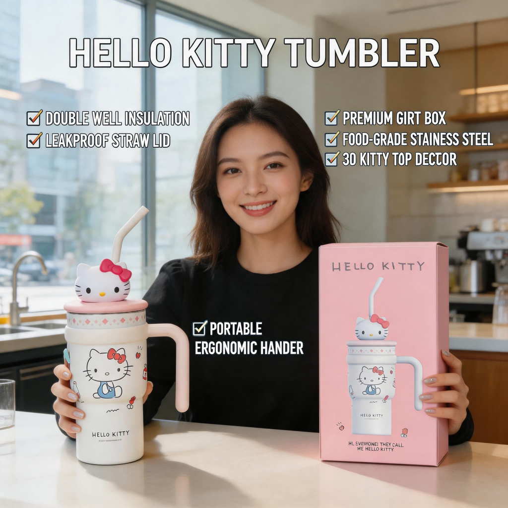 แก้วน้ำ Hello Kitty 700ml สแตนเลส 316L แท้ – คงอุณหภูมิได้ 12ชม.(ร้อน)/24ชม.(เย็น) ไม่มี BPA กันรั่ว มีหลอดดูดและฝาปิดแน่น พกพาสะดวก ดีไซน์น่ารัก สำหรับเด็ก อนุบาล 2+ นักเรียน ผู้หญิง – ของขวัญวันวาเลนไทน์ วันเกิด
