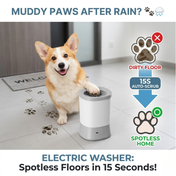 [PawTech Lab] ถ้วยล้างเท้าสุนัข แมว อัตโนมัติ | เครื่องล้างเท้าสัตว์เลี้ยงไฟฟ้า | แปรงซิลิโคนนุ่ม 360° | ชาร์จ Type-C | สำหรับสุนัขพันธุ์เล็ก-กลางและแมว