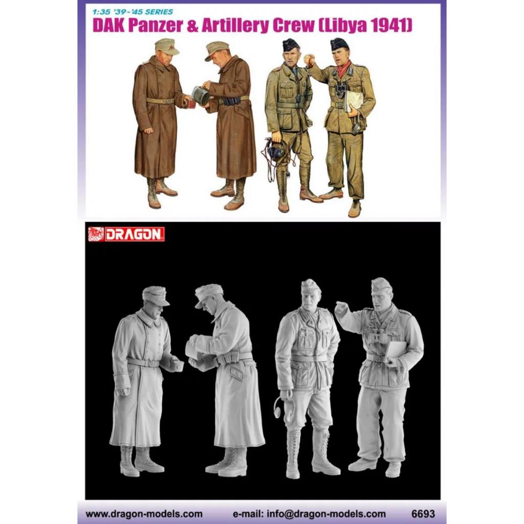 DRAGON 1/35 6693 DAK Panzer & Artillery Crew (Libya 1941) Model Kit