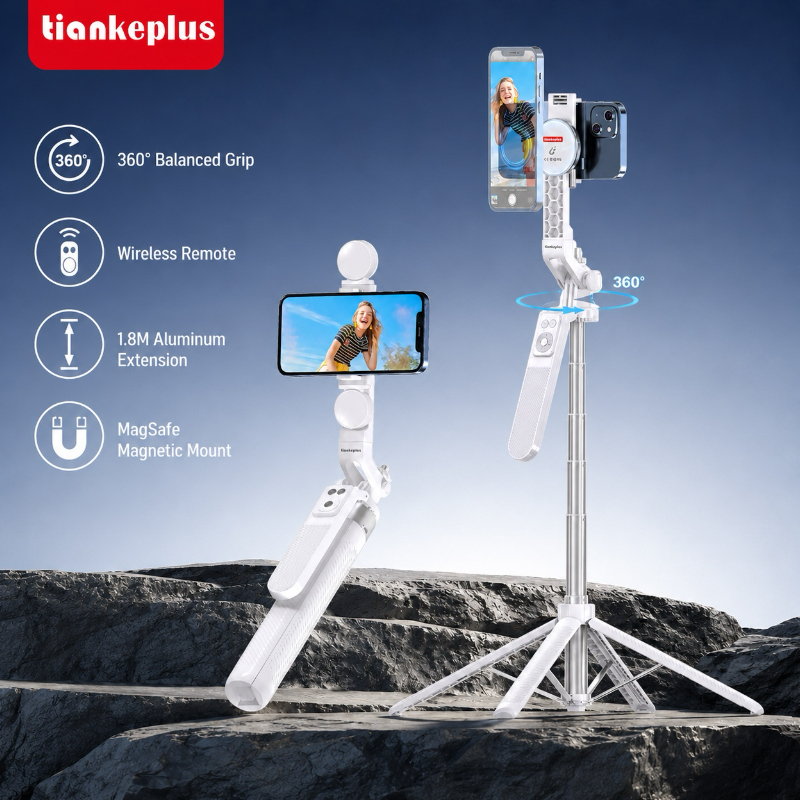 Tiankeplus GM35 Pro ไม้เซลฟี่ MagSafe 2in1 ขาตั้งกล้องมือถือ อลูมิเนียม 1.8M หมุน 360° กันสั่น รีโมทบลูทูธ เหมาะสำหรับถ่ายวิดีโอ ไลฟ์สด Vlog