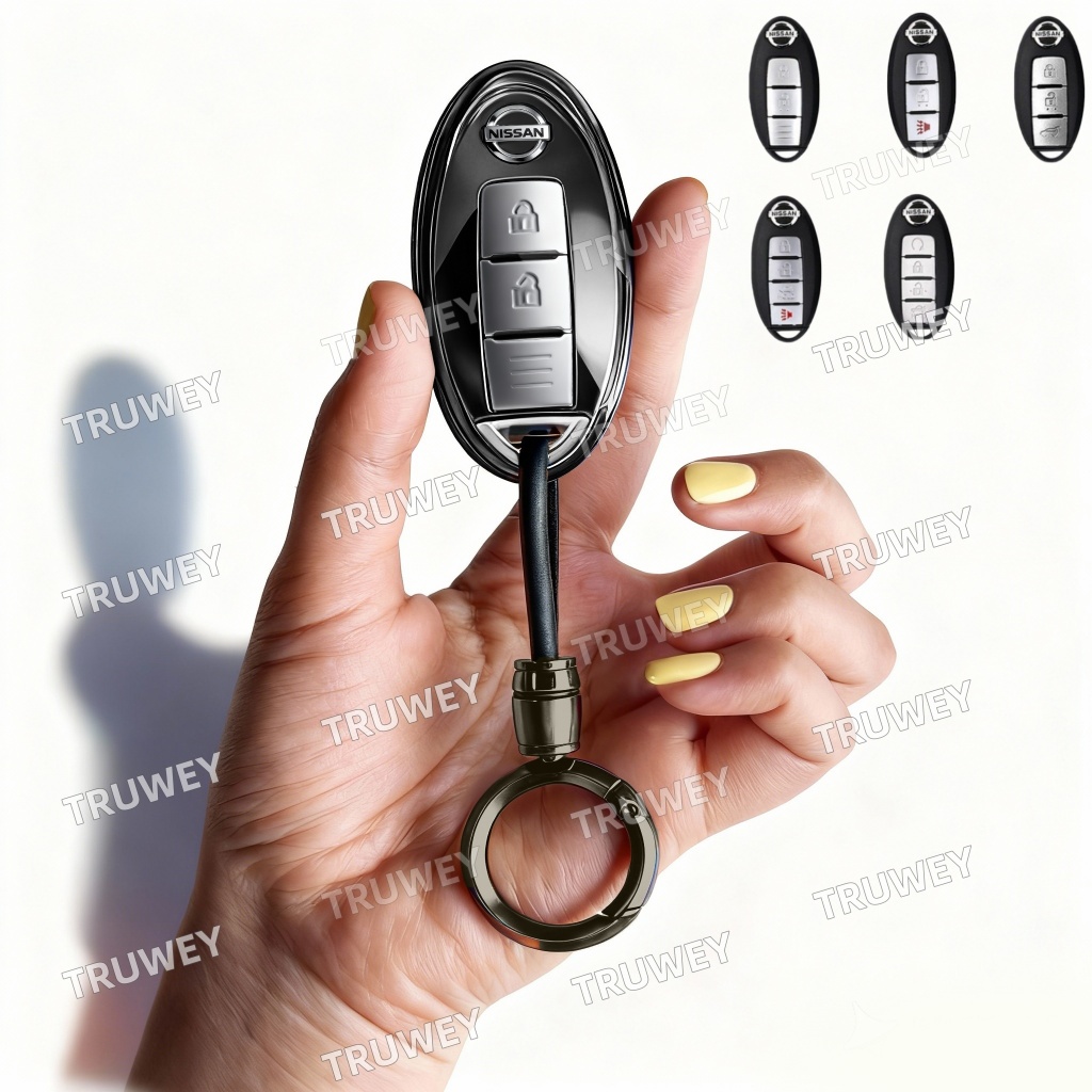 Nissan Key Cover Nissan พวงกุญแจ ALMERA LEAF 370Z GTR LIVINA KICKS E-POWER TERRA PATROL NAVARAL frontier URVAN หนังกันน้ําพวงกุญแจโลหะรถอุปกรณ์เสริม