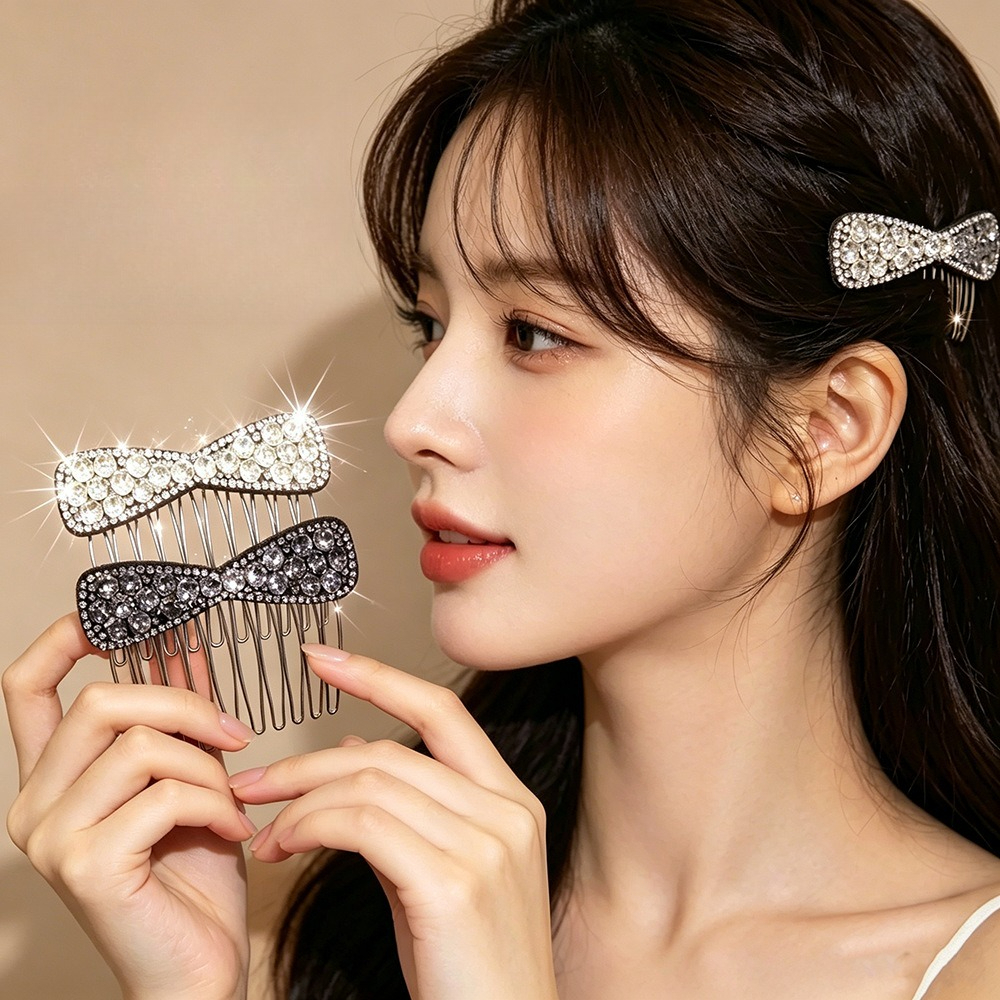 กิ๊บติดผมแบบย้อนกลับโบว์หรูหราเกาหลี - เครื่องประดับผมที่หรูหราและหลากหลายสําหรับจัดแต่งทรงผมขนมปังหลัง