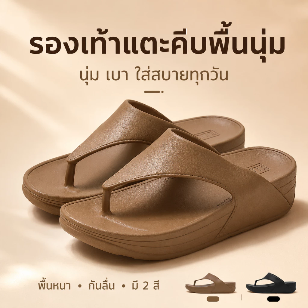 รองเท้าแตะผู้หญิงพื้นหนา กันลื่น ใส่สบาย สำหรับใส่ในบ้าน ห้องน้ำ ชายหาด และเที่ยวทะเล