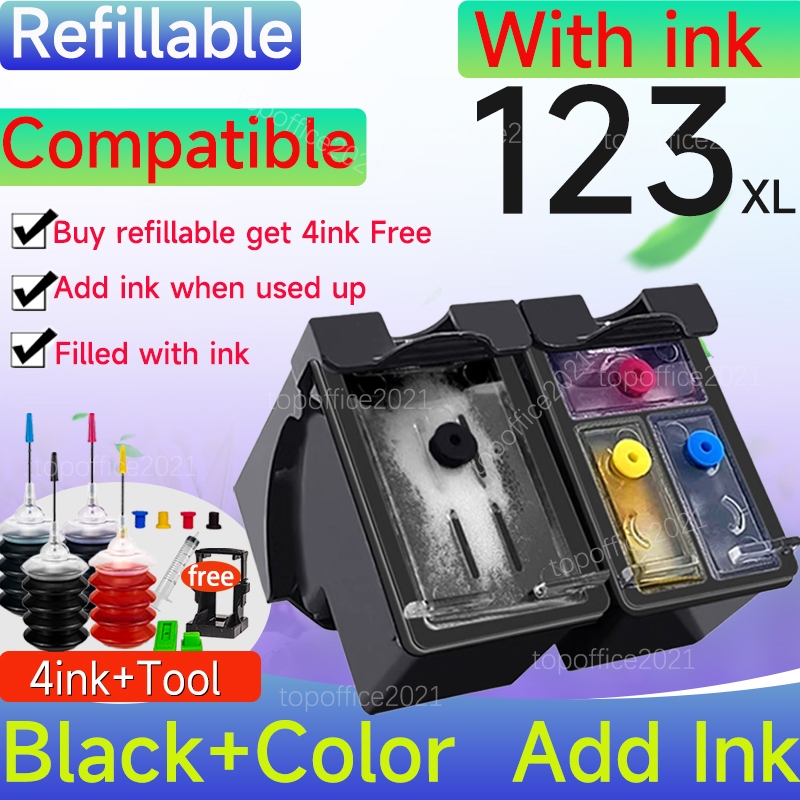ใช้งานร่วมกับ HP 123 หมึก HP123XL ตลับหมึกรีฟิลสําหรับ HP 1112/2130/2132/3630/3830/4510/4520