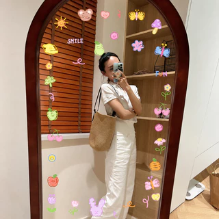 กระจกสติกเกอร์ตกแต่งการ์ตูนกระต่ายหมีออกแบบวัสดุพีวีซีสติกเกอร์หน้าต่างสติกเกอร์สูญญากาศ