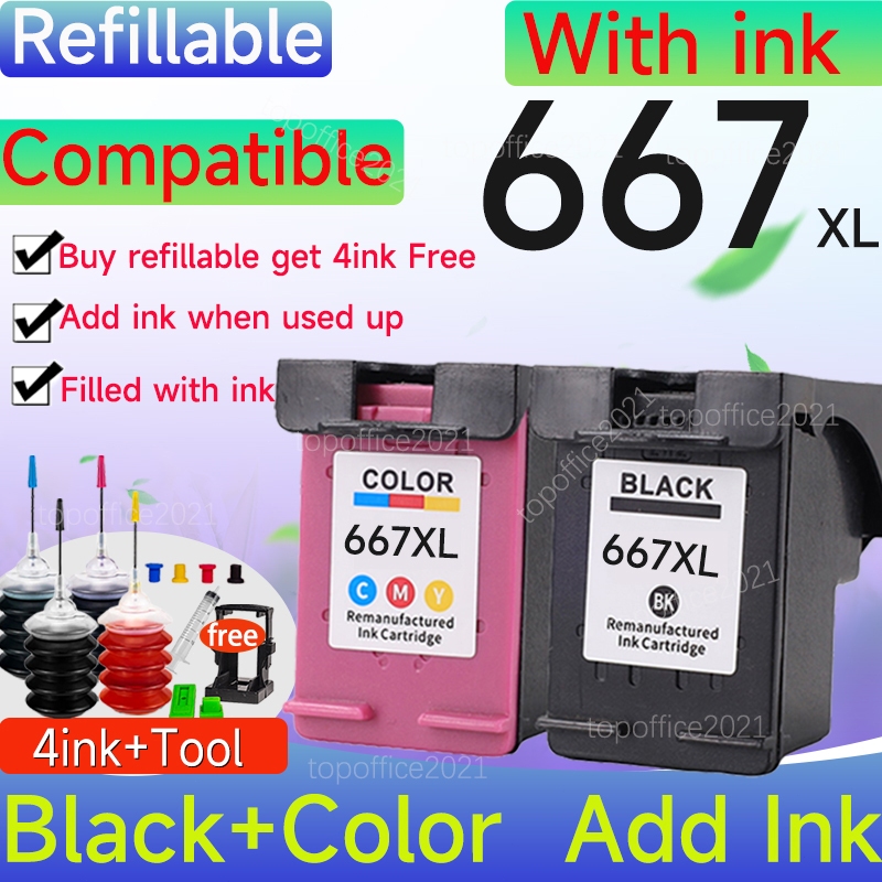 ใช้งานร่วมกับ HP 667 ตลับหมึก HP 667XL HP 667Ink HP667 สีดํา HP667 สี HP 667 ตลับหมึกสําหรับ HP1275 