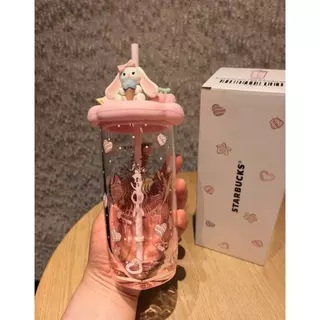 ★อินแบรนด์ใหม่ สตาร์บัคส์ ฤดูร้อนขนมพรรคหัวใจสีชมพูก้นรูปร่างแก้วฟางถ้วยน่ารักที่มีฝาปิดความจุขนาดใหญ่ของขวัญสตาร์บัคส์ขนมพรรคสีชมพูฟางถ้วย