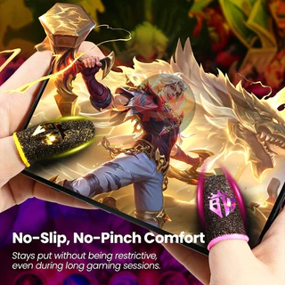 HYBW Gaming Finger Sleeves - ถุงมือนิ้วหัวแม่มือระบายอากาศสําหรับเกมมือถือ-กันลื่น, ผ้าใยเงินนําไฟฟ้า 0.3 มม. บางเฉียบ, เรียบและอย่างต่อเนื่อง