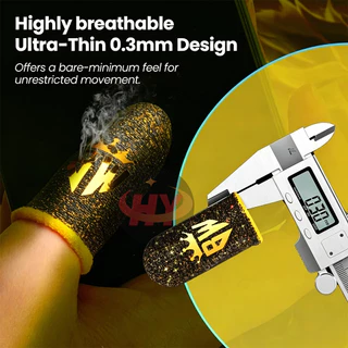 HYBW Gaming Finger Sleeves - ถุงมือนิ้วหัวแม่มือระบายอากาศสําหรับเกมมือถือ-กันลื่น, ผ้าใยเงินนําไฟฟ้า 0.3 มม. บางเฉียบ, เรียบและอย่างต่อเนื่อง
