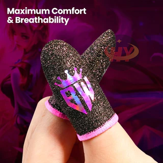 HYBW Gaming Finger Sleeves - ถุงมือนิ้วหัวแม่มือระบายอากาศสําหรับเกมมือถือ-กันลื่น, ผ้าใยเงินนําไฟฟ้า 0.3 มม. บางเฉียบ, เรียบและอย่างต่อเนื่อง