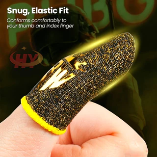 HYBW Gaming Finger Sleeves - ถุงมือนิ้วหัวแม่มือระบายอากาศสําหรับเกมมือถือ-กันลื่น, ผ้าใยเงินนําไฟฟ้า 0.3 มม. บางเฉียบ, เรียบและอย่างต่อเนื่อง