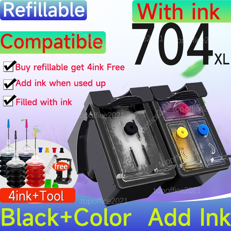 ตลับหมึก HP 704 ที่รองรับ HP 704XL สีดํา HP704XL ตลับหมึกรีฟิล เข้ากันได้กับ HP 2010 2060