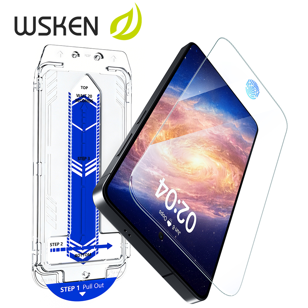WSKEN ขอบใส 1PC ฟิล์ม for Samsung S26Ultra รองรับการสแกนลายนิ้วมือ กันตก ฟิล์มกระจก สำหรับ S25Ultra S24Ultra S26Plus S25Plus S24Plus ไม่มีขอบสีดำ กันมอง กันรอย