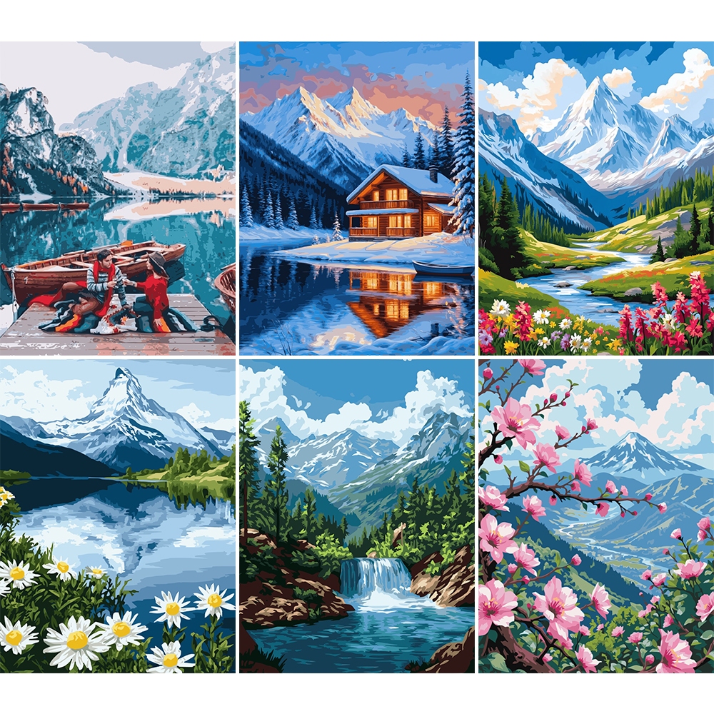 ACANDLY DIY Paint by Number Kit 40x50cm Frame - ผ้าใบพิมพ์ลายล่วงหน้า (Forest Waterfall) รวมสีและแปรง - งานศิลปะสร้างสรรค์ ตกแต่งผนัง ของขวัญในอุดมคติ