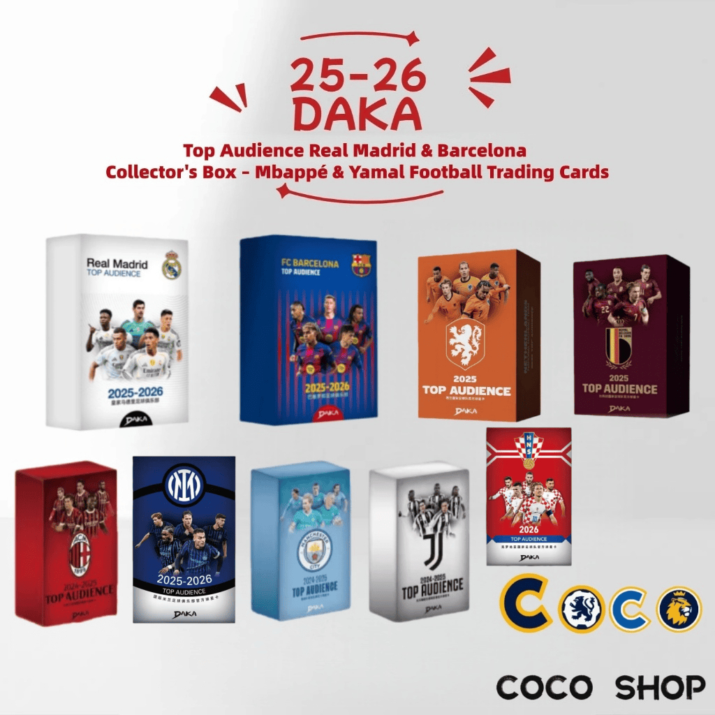 【ส่งด่วนกทม】2025-26 DAKA ผู้ชมชั้นนํา Royal Madrid Barcelona Team Box Muba Peia Mahl Football Star Card