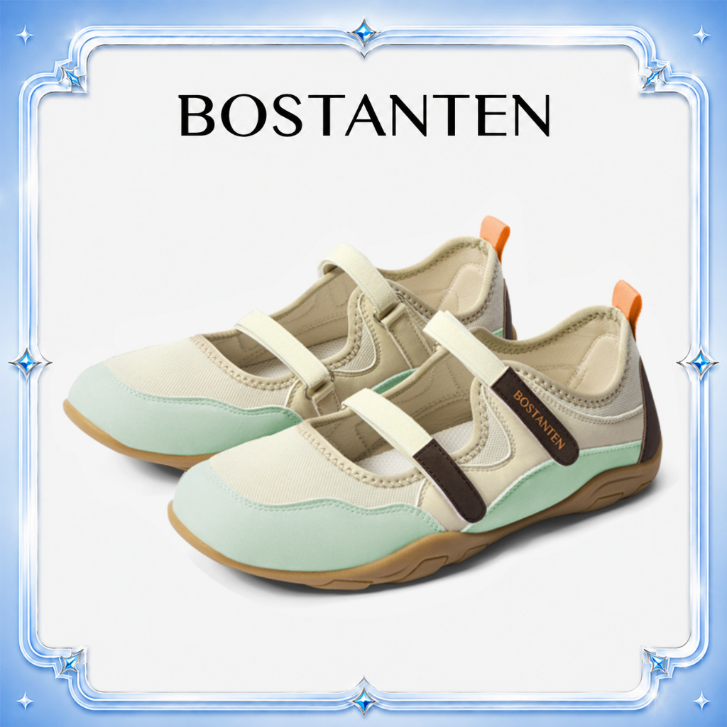 BOSTANTEN รองเท้าผู้หญิง รองเท้าแมรี่เจนสายคู่ Mary Jane ใส่สบาย ตีนตุ๊กแก น้ำหนักเบา ระบายอากาศดี ใส่ได้ทุกวัน Polley