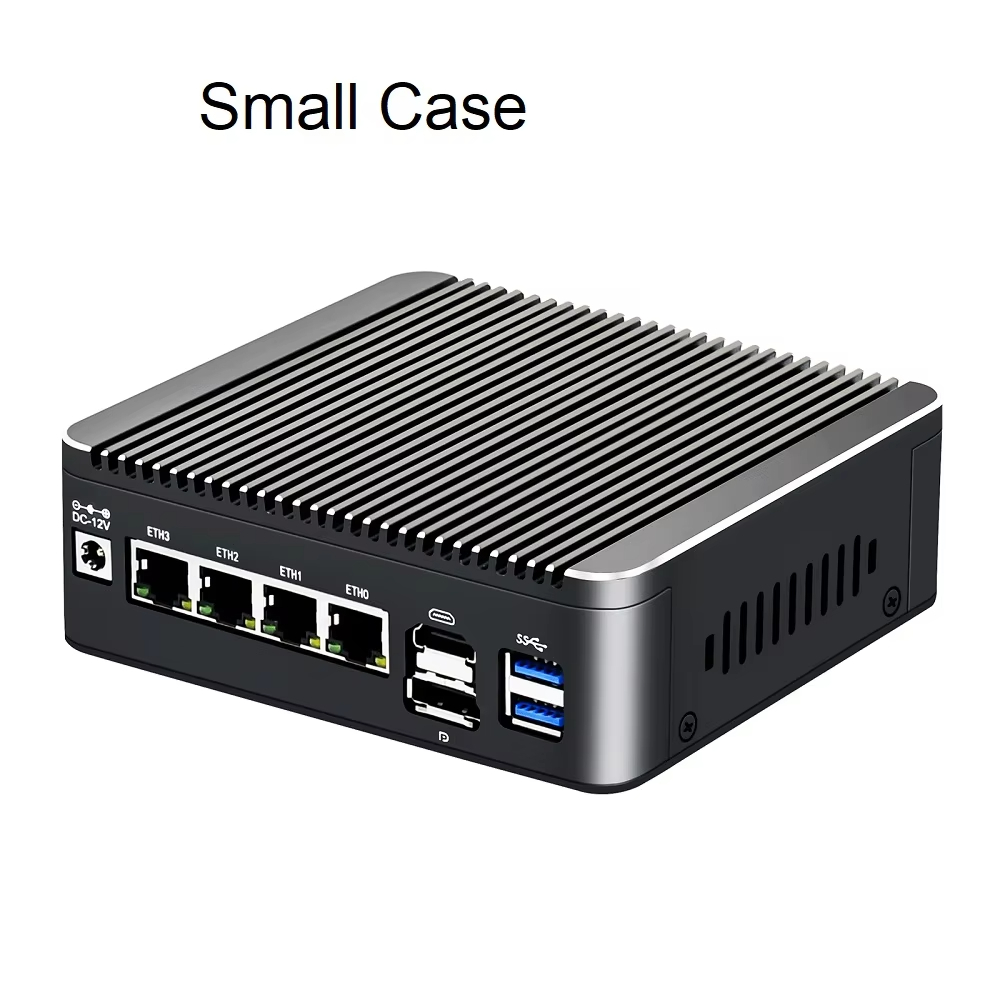 Solid Fanless Firewall Mini PC Intel Pentium 4417U 6405U 4x2.5G LANs Home Server DDR4 Type-C pfSense